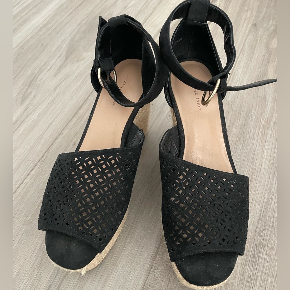 Black Suede Espadrilles- Size 7